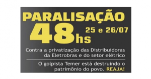 Read more about the article Eletricitários param contra desmonte da Eletrobras nesta quarta e quinta (25 e 26/7)