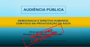 Read more about the article Audiência pública no Senado sobre privatização da água foi remarcada para 5 de setembro