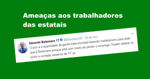 Leia mais sobre o artigo Assédio aos trabalhadores: filho de Bolsonaro sinaliza expurgo em estatais