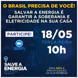 Read more about the article Eletricitários realizam plenária virtual contra a privatização da Eletrobras amanhã, 18, às 10 horas