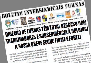 Read more about the article Direção de Furnas tem total descaso com trabalhadores e subserviência à Holding