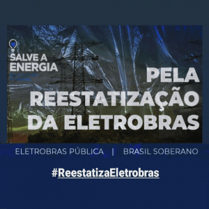 Read more about the article A retomada do poder de voto da União na Eletrobras depende também de nós. Todos ao Ato dia 05/06 na porta do Mário Bhering!