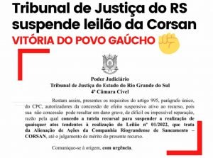 Read more about the article Sindiágua-RS obtém liminar que suspende leilão de privatização da Corsan