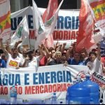 Trabalhadores e movimentos sociais realizaram grande ato em frente a Bovespa contra privatização do saneamento e setor elétrico
