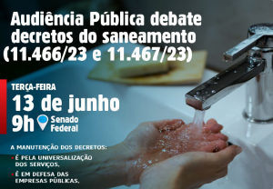 Leia mais sobre o artigo 13 de junho: audiência pública no Senado debate decretos dos saneamento