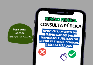 Leia mais sobre o artigo Vote SIM à consulta sobre o PL 1791 no Senado (aproveitamento de empregados das empresas públicas do setor elétrico federal desestatizadas)